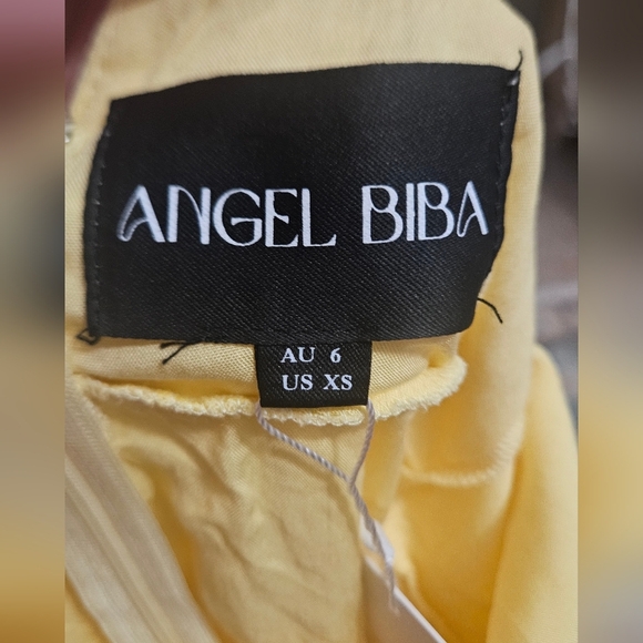 ANGEL BIBA Sunday Dreams Ruffle Strap Mini Dress Butter Yellow. Size XS NWT - Picture 5 of 16